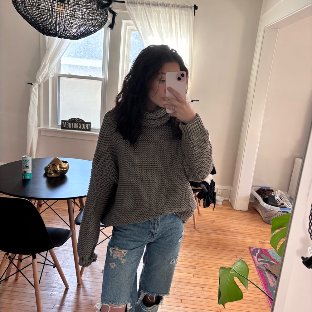 Cozy Gray Turtleneck Sweater